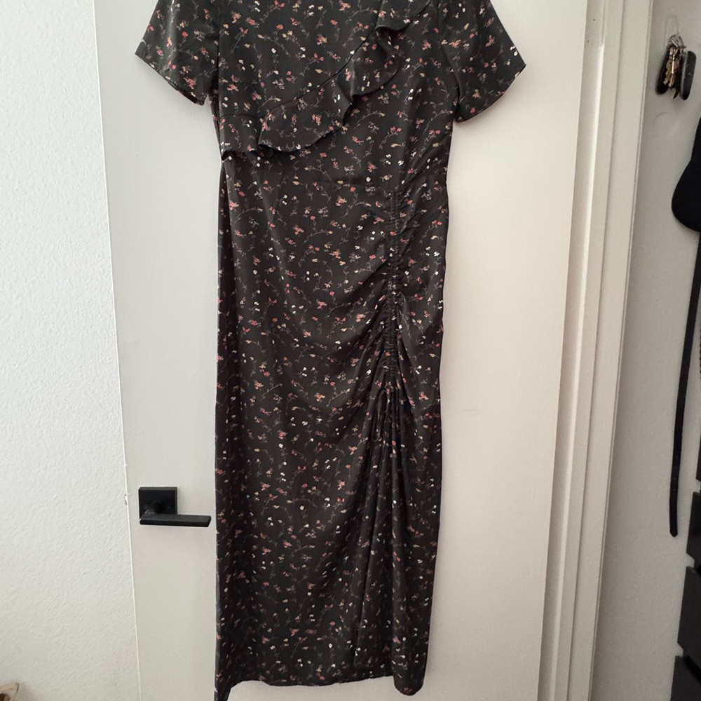 Elegant Dark Green Floral Dress